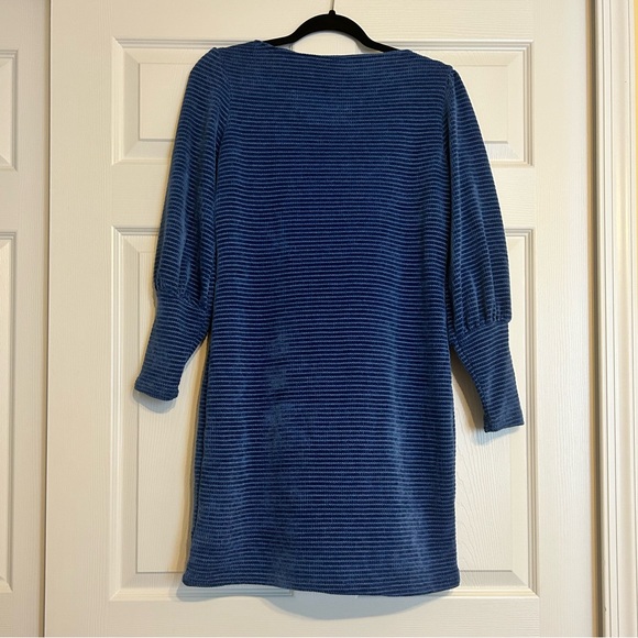 Blue Velvet Ribbed Dress - Picture 2 of 3